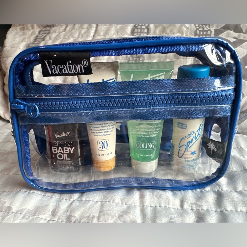 Vacation Travel Suncare Bundle with Blue Stadium Belt Bag